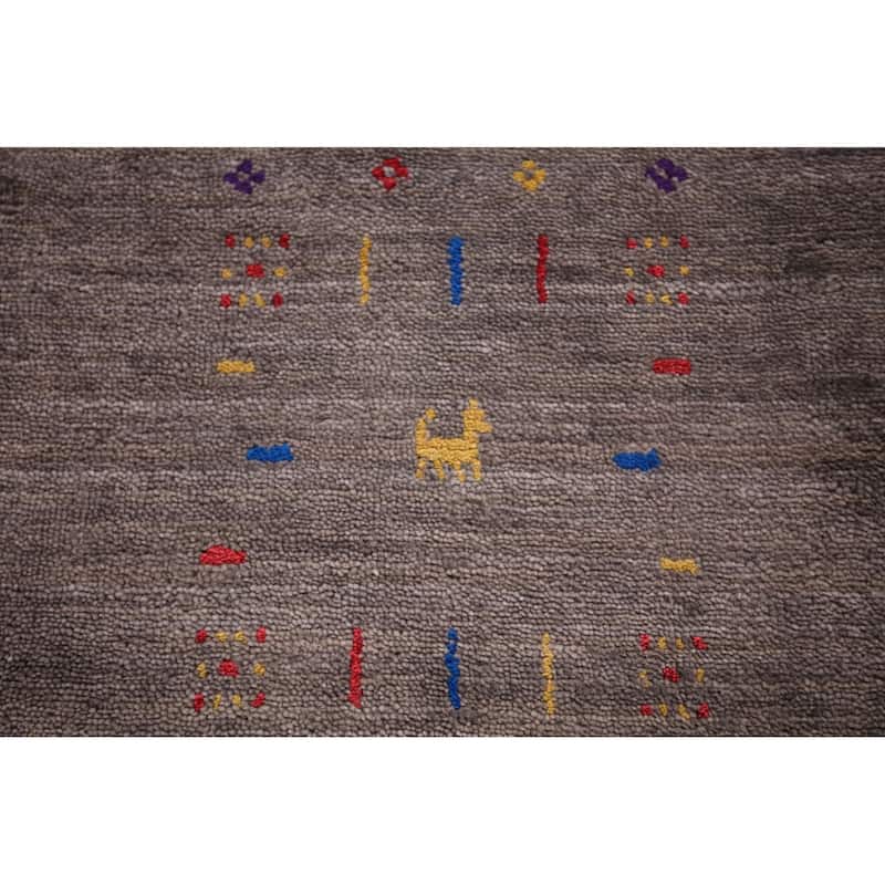 Gabbeh Indian Area Rug Handmade Brown Wool Carpet - 8'2"x 9'9"