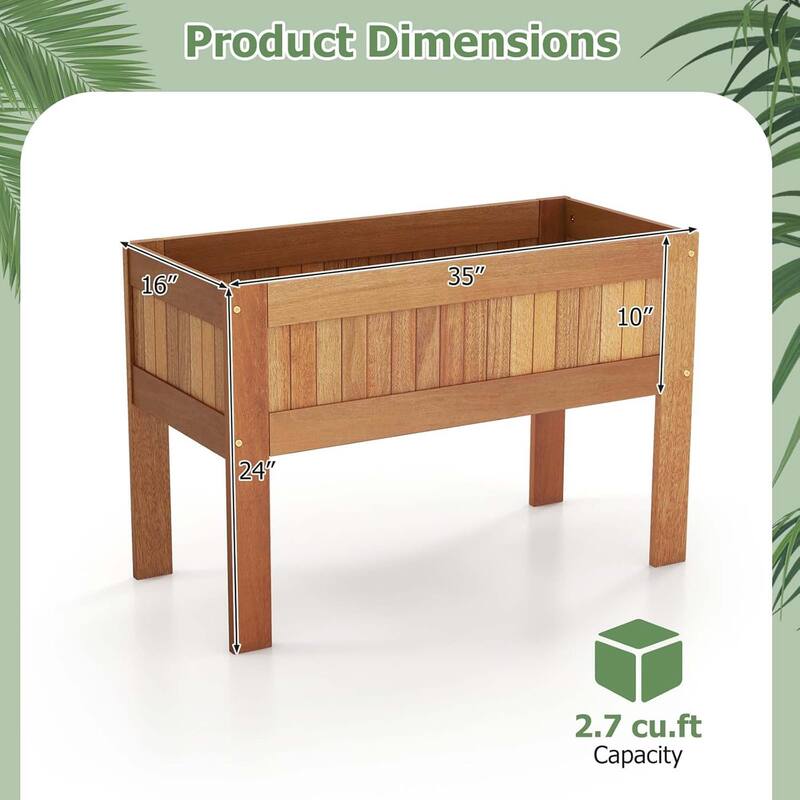 Wooden Raised Garden Bed Elevated Planter Outdoor Planter Stand