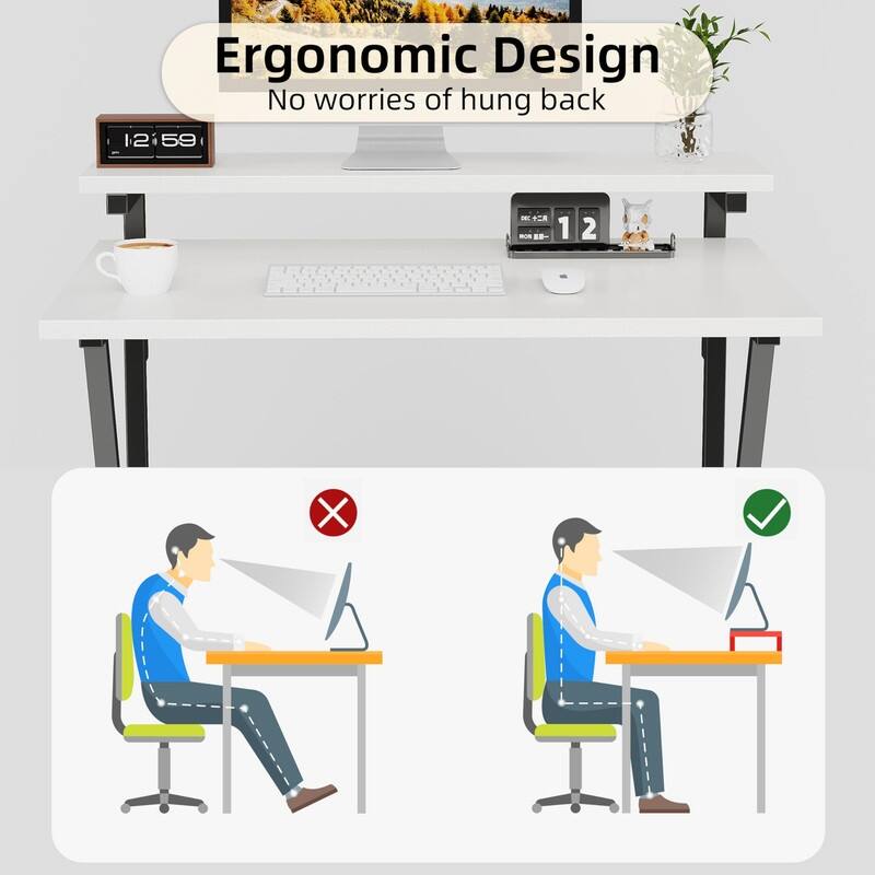 Computer Desk with 2-Tier Shelf