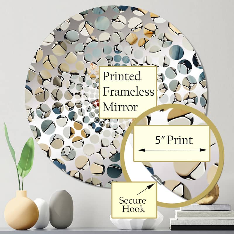 Designart "Pebble Mosaic Tropical Pattern" - Tropical Floral Concentric Circles Decorative Mirror
