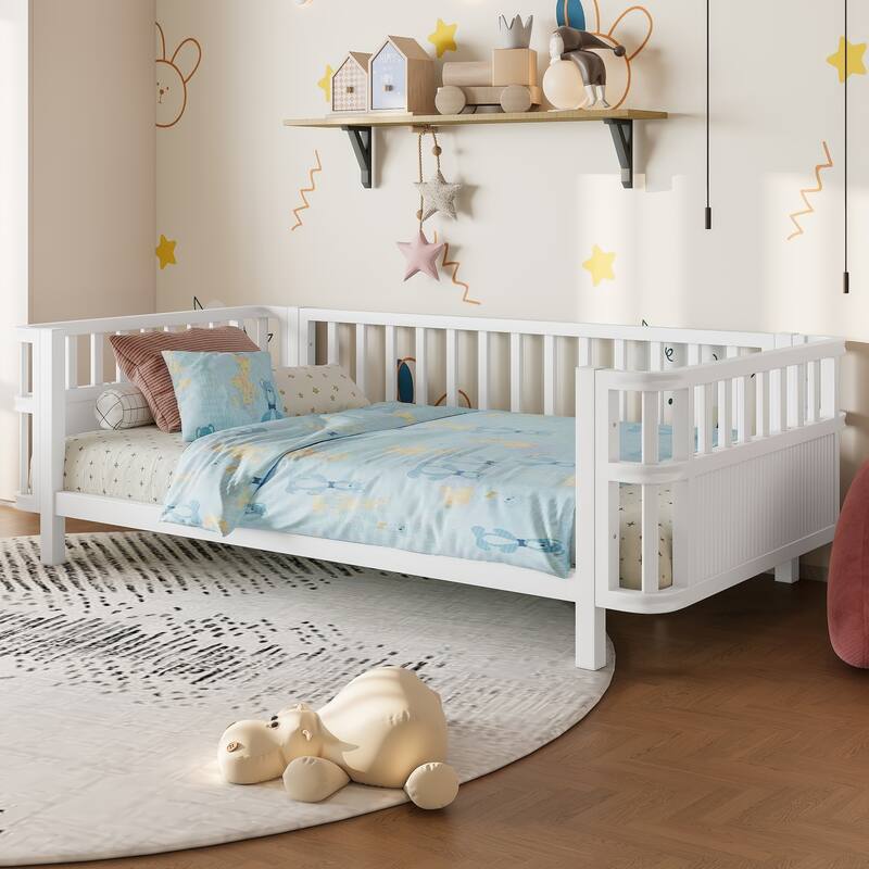 Children's Platform Bed with Removable Iron Railings