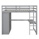 preview thumbnail 3 of 18, Full Size Loft Bed,Solid Wood High Loft Bed Frame with Wardrobe & Desk