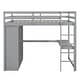 preview thumbnail 16 of 33, Full Size Loft Bed with Desk & Wardrobe, Solid Wood Kids Loft Bedframe w/3 Storage Drawers & 2 Shelves, Maximum Space Design