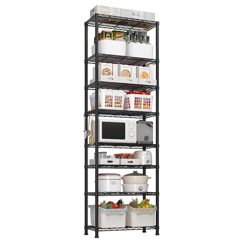 8-Layer Heavy Duty Storage Shelves Rack with Adjustable Feet and Wheels for Garage or Home