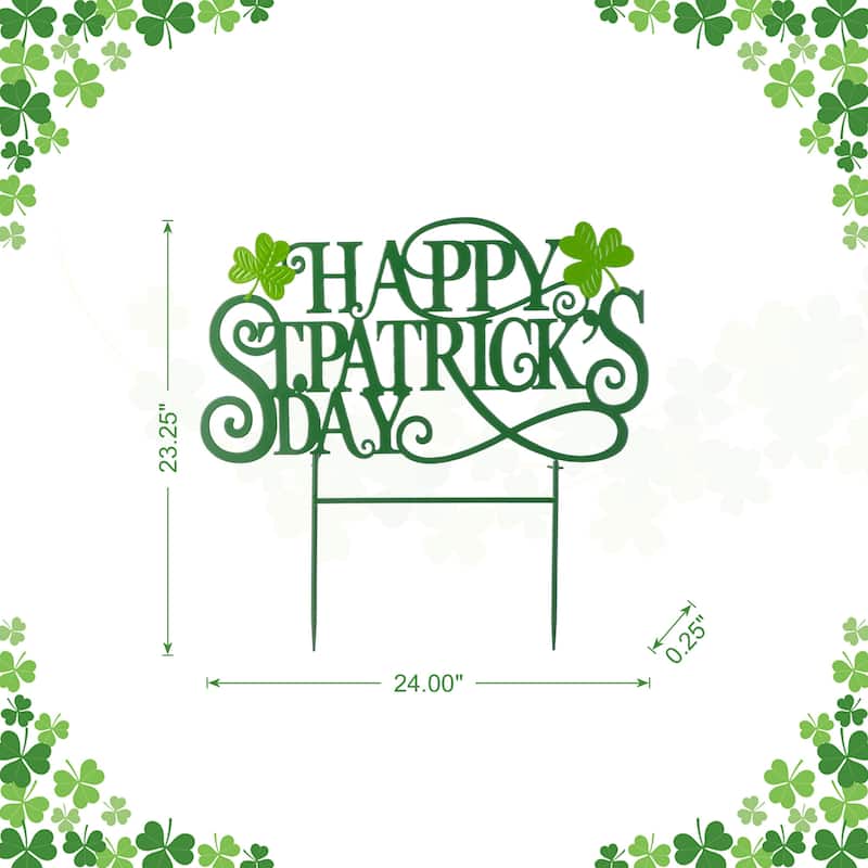 Glitzhome Happy St. Patrick's Day Metal Yard Stakes or Wall Sign