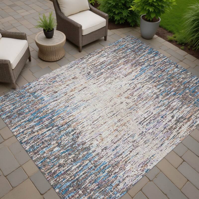 Machine Washable Indoor/ Outdoor Abstract Moxy Chantille Rug