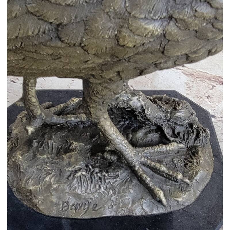 Pheasant Grouse Game Bird Hunter Bronze Marble Statue Sculpture Wildlife Trophy