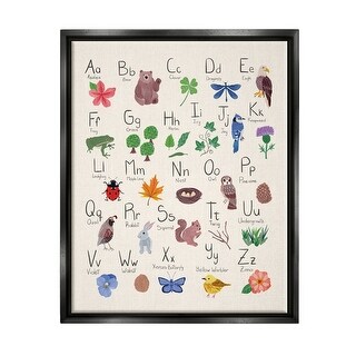 Stupell Animal Alphabet on Beige Framed Floater Canvas Wall Art Design ...