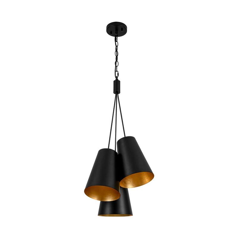 Scandinavian 3-Light Cluster Iron Cone Shade Pendant Chandelier