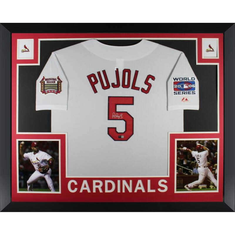 Albert Pujols Autographed St Louis Cardinals Signed Majestic Baseball Framed Jersey TRISTAR COA - 8'6" x 11'6"