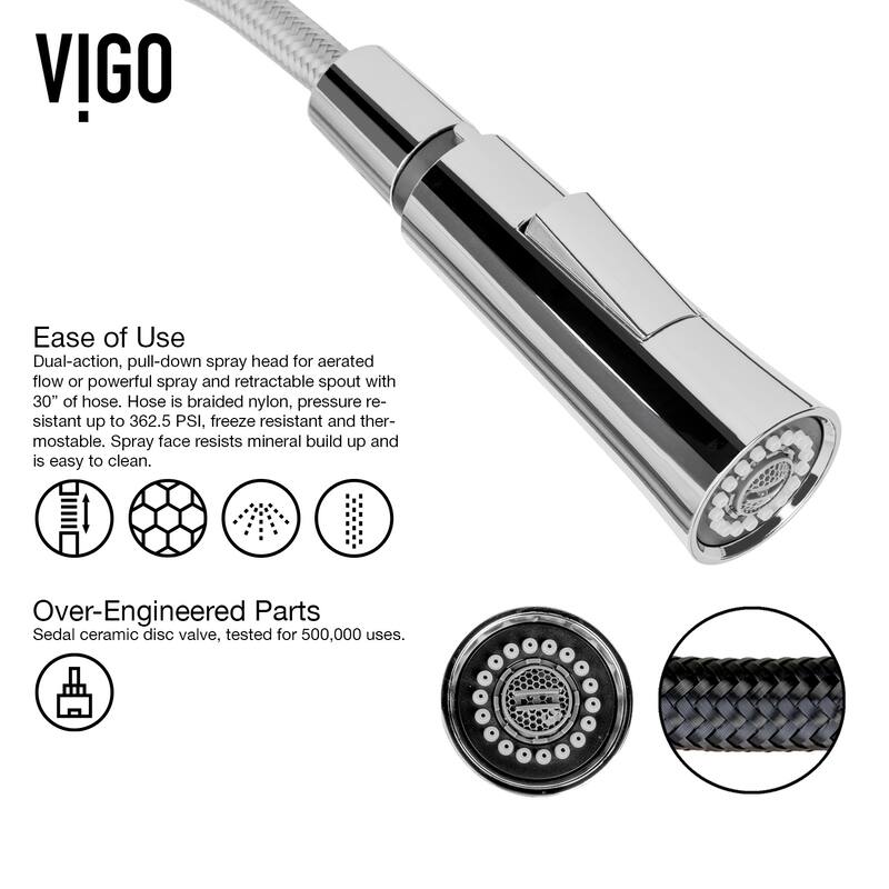VIGO Laurelton 22" H Single Handle Pull-Down Sprayer Kitchen Faucet