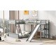 preview thumbnail 4 of 16, Twin over Full Bunk Bed with Desk and Slide,Full-Length Guardrail Twin Size Loft Bed.