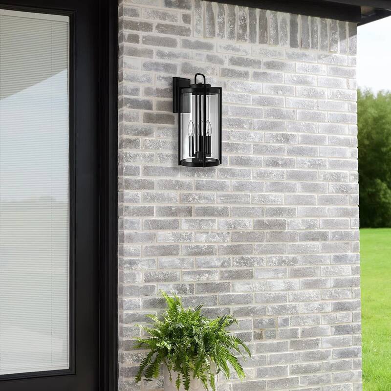 Matte Black Farmhouse Outdoor Wall Lantern Sconce - 3 Variants (11in 1-Light/14in 1-Light/17in 3-Light), Clear Glass, Wet Rated