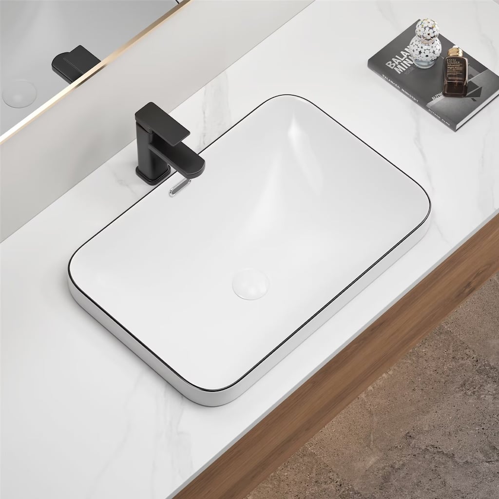 Ceramic Undermount Bathroom Sink White Porcelain Vessel Basin