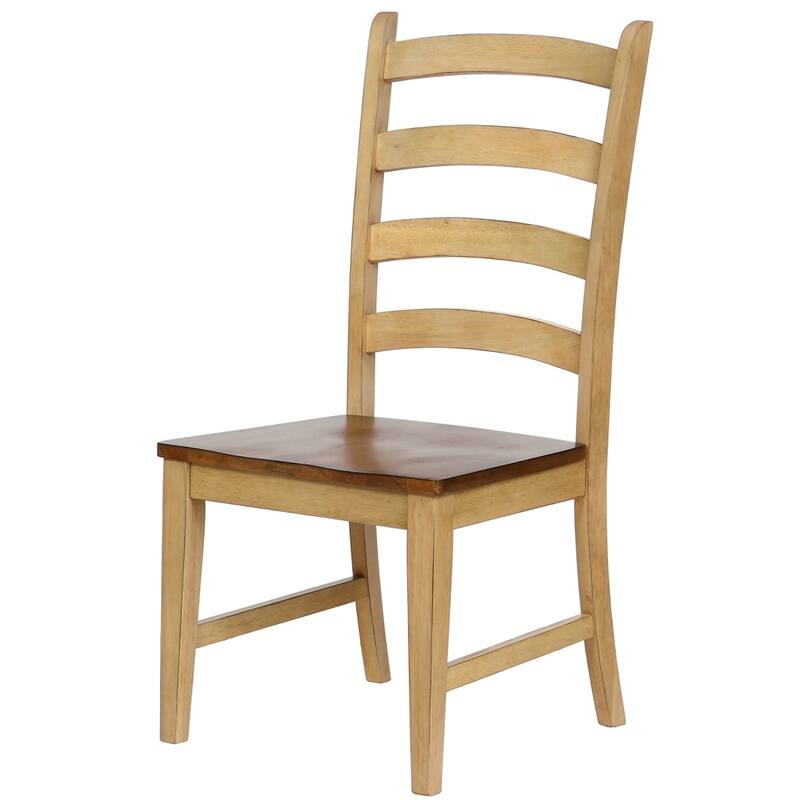 Distressed Two Tone Side Chairs - 42" - Light Cream and Brown - Set of 2