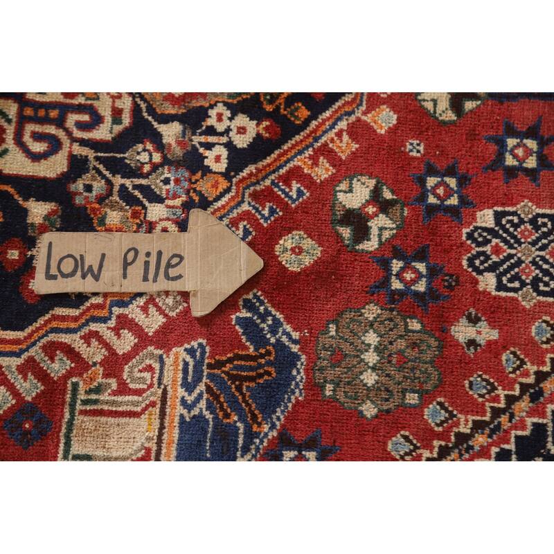 Vegetable Dye Shiraz Kashkoli Persian Vintage Rug Handmade Wool Carpet - 5'2"x 7'9"