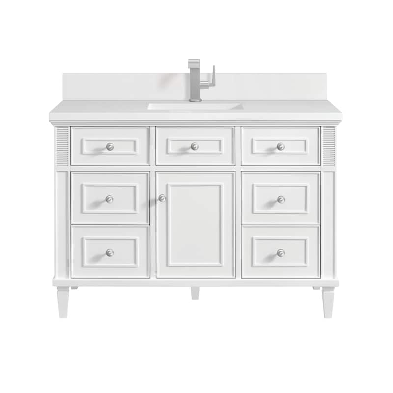 James Martin Vanities Lorelai 48" Single Vanity, Bright White - White Zeus - Single Hole