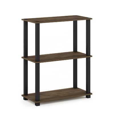 3 Tiers Wood Household Shelving Unit in Walnut/Black (23.6 in. W x 29.5 in. H x 11.4 in. D) - 23. 6