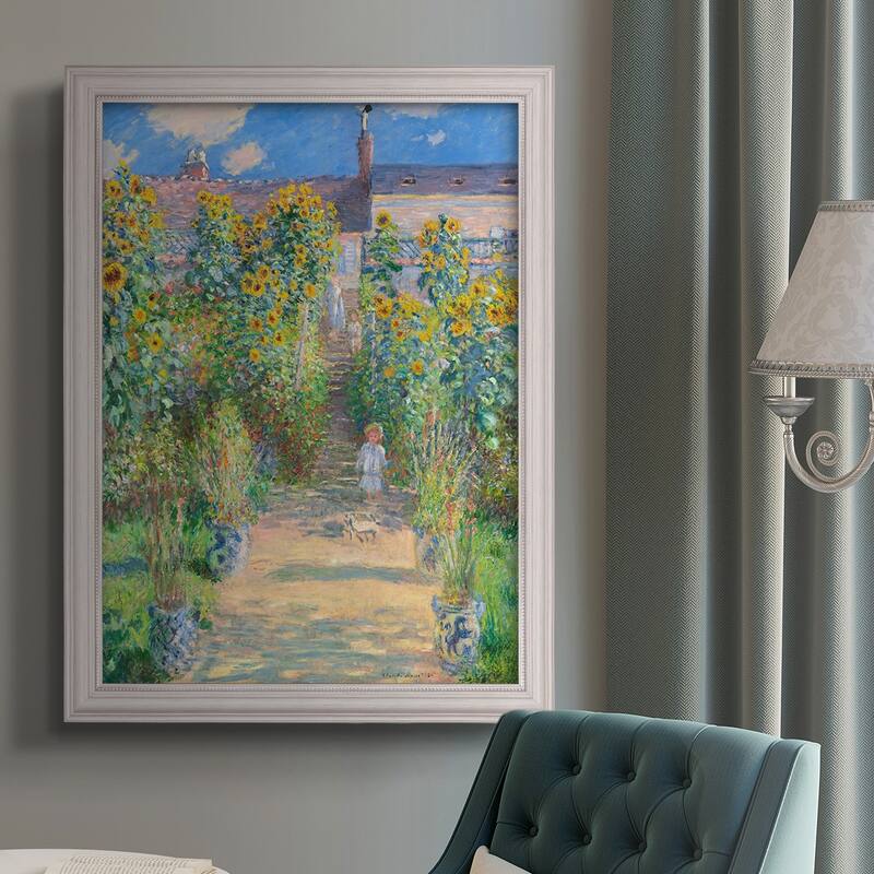 The Artist's Garden at Vetheuil  Premium Framed Canvas- Ready to Hang