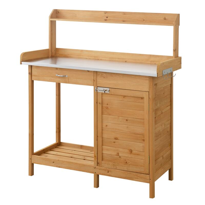 Convenience Concepts Deluxe 1 Drawer Potting Bench with Storage Cabinet and Shelves