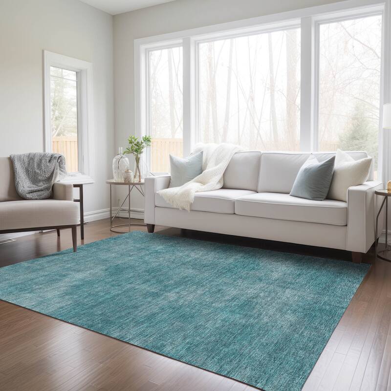 Machine Washable Indoor/ Outdoor Simple Solid Chantille Rug