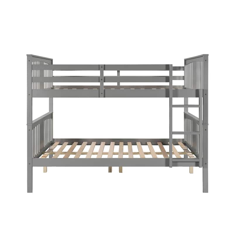 Solid Pinewood Full Size Detachable Bunk Bed Frame, Full over Full Bunk Bed with Ladder, Divided Into 2 Individual Beds