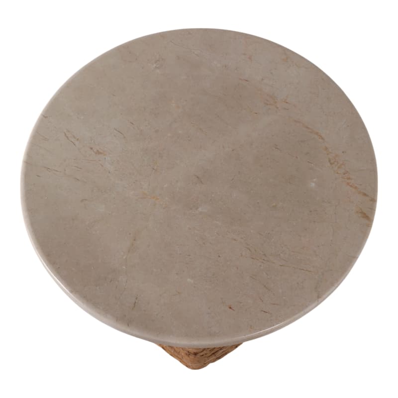 Stone and Marble Top Accent Table Pandan Hexagon Base - 20" Ivory - 17" x 17" x 20"