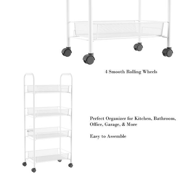 New Version Kitchen Bathroom Slim Storage Cart- 3 Tier Narrow Space Organizer on Wheels- Slide Out Shelving Rack for Laundry Room 1 White Pantry /& More by Lavish Home