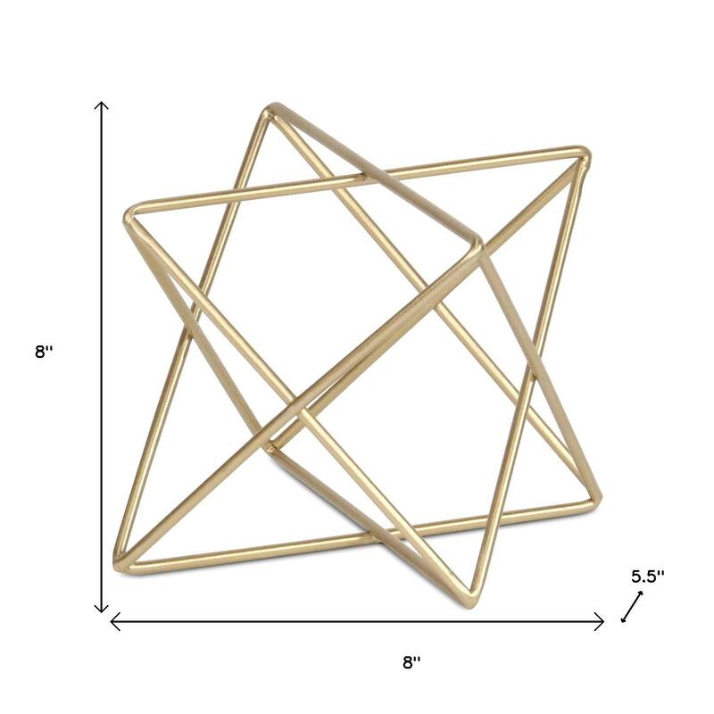 HomeRoots 6" Gold Metal Open Geometric Tabletop Sculpture - 8.00 in. x 5.50 in. x 8.00 in.