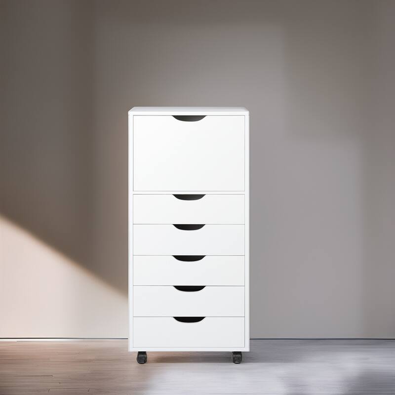 Sleek Modern Drawer Dresser Storage Cabinet with Grooved Drawer Pulls, Multipurpose Office File Storage Cabinet