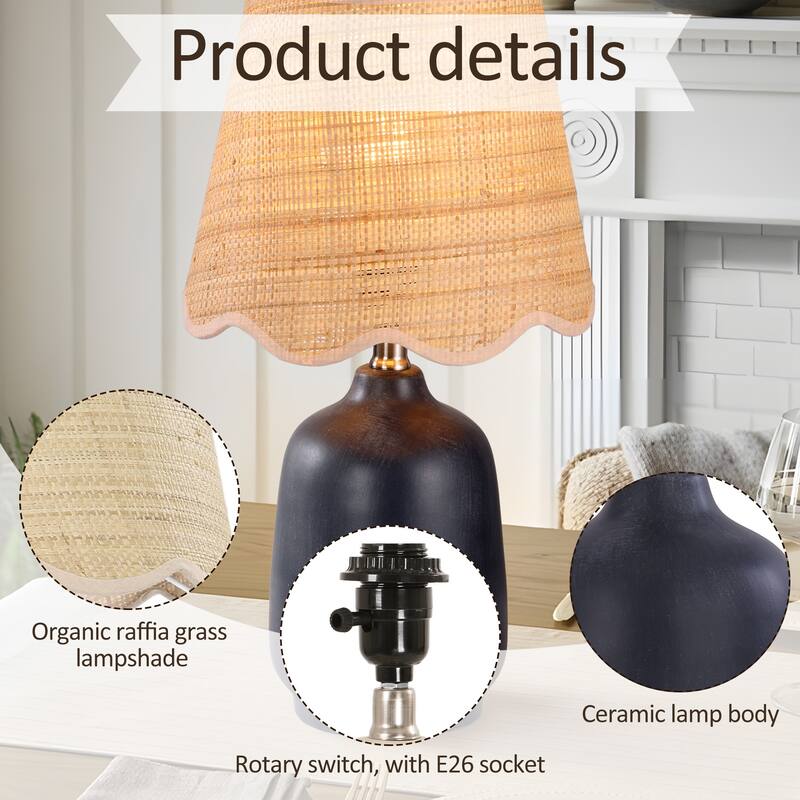 Traditional Ceramic Woven Table Lamp for Living Room