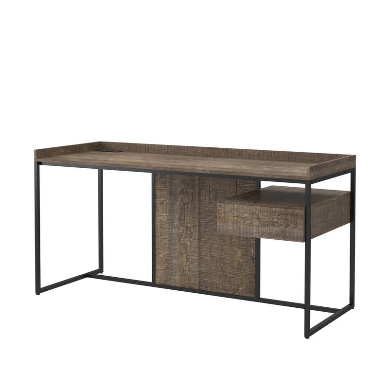 Jaxon Industrial 63-inch Steel Computer Desk with USB Ports by Furniture of America