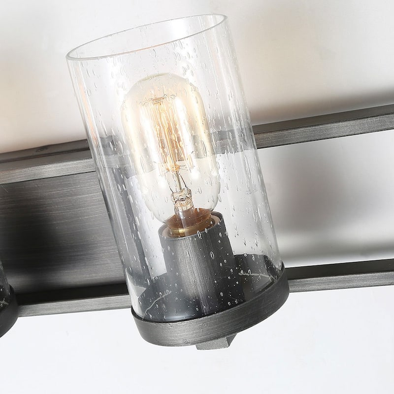 Carbon Loft Modern Brushed Silver Bathroom Vanity Lights Glass Wall Sconce - W31.5"xH7.5"xE5.5"
