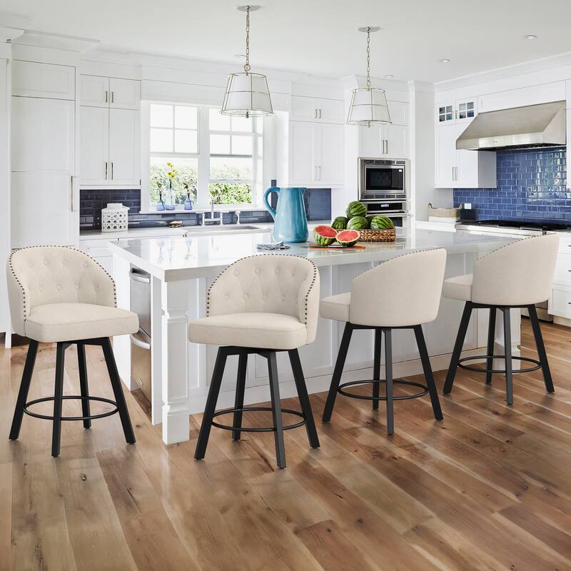 26" Swivel Counter Height Bar Stools Upholstered Counter Stools - 26" H