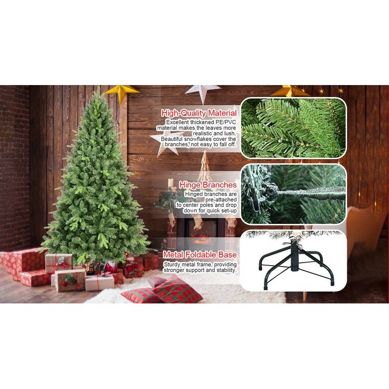 4FT Classic Christmas Tree with 636 PE+PVC Tips-Realistic Hinged Branches,Easy Assembly,Stable Metal Stand,Full Natural Look