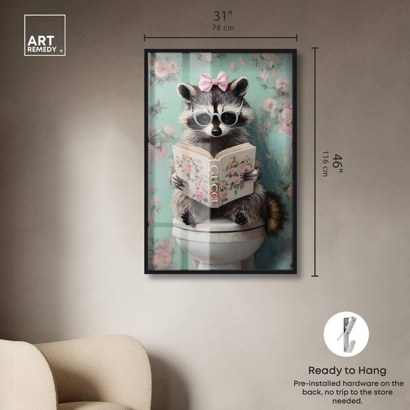 Petite Floral Toilet Raccoon Shadowbox by Art Remedy