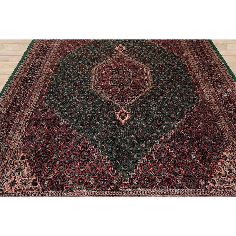 7'11''x10'10'' Hand Knotted Wool Emerald Taabriz Medallion Plush Pile Area Rug - 7' 11'' x 10' 10''
