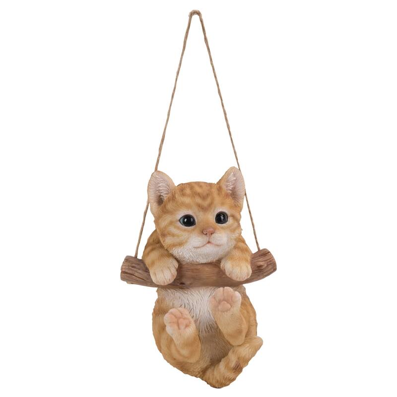 5.5" Tabby Kitten Hanging Outdoor Garden Statue