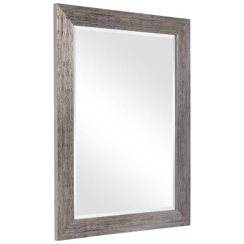 Silver Tones Framed Beveled Mirror