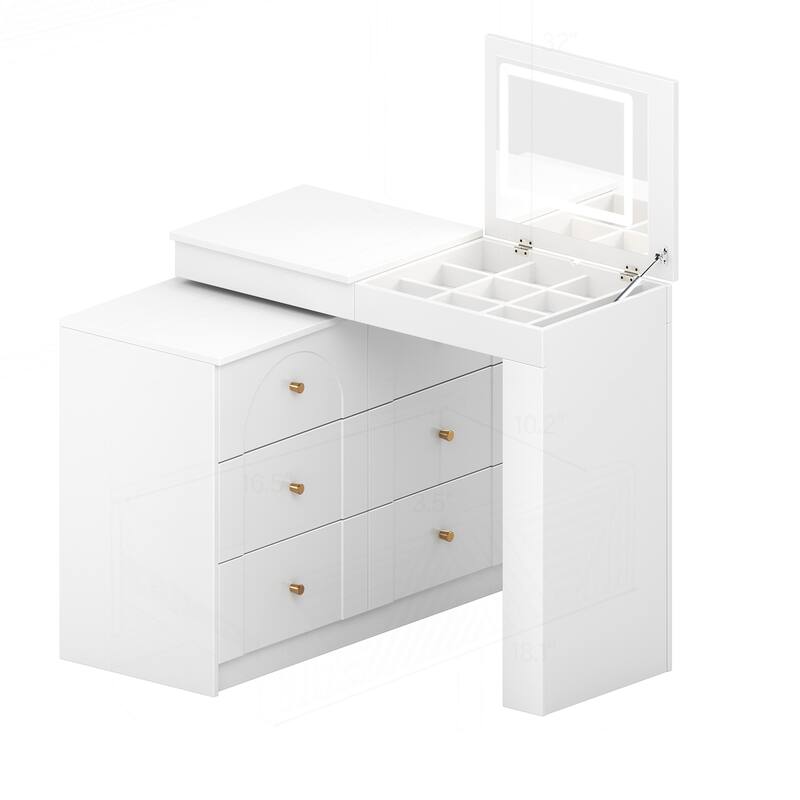Versatile Vanity Desk with Mirror and Abundant Storage for Bedroom