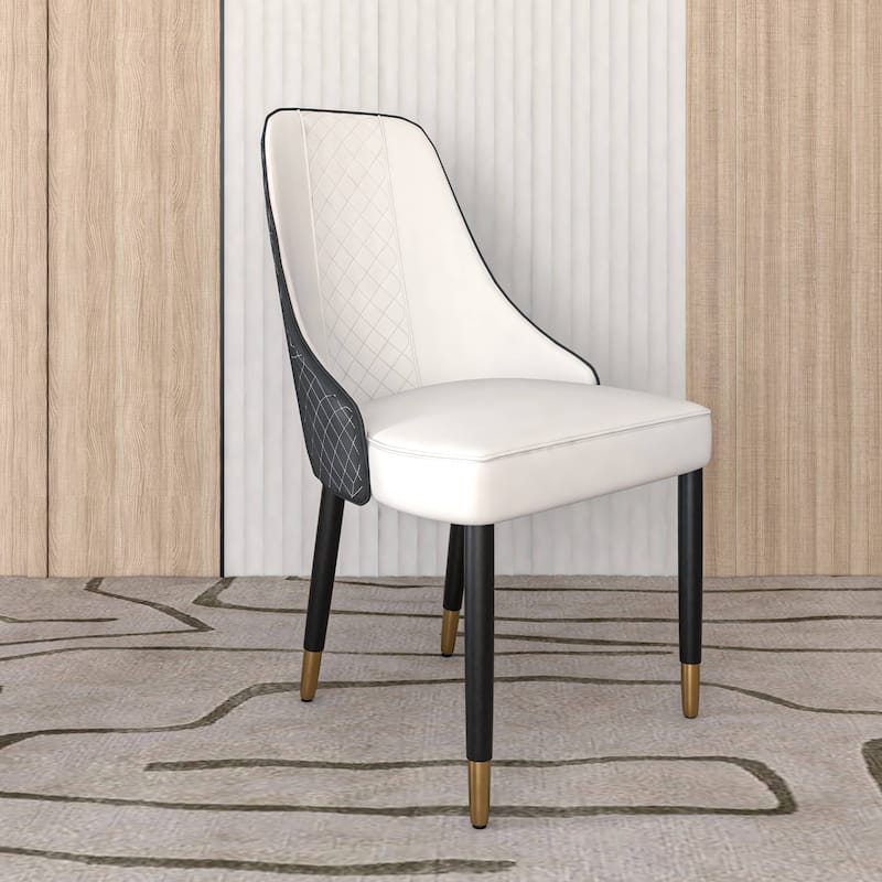 Allure Dining Chairs Fabtic/Leather Seat and Back in Oak Wood Set of 2