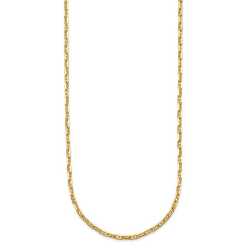 Curata Italian 14k Yellow Gold 1.7mm Mariner Anchor Chain Necklace For Men (Lobster)