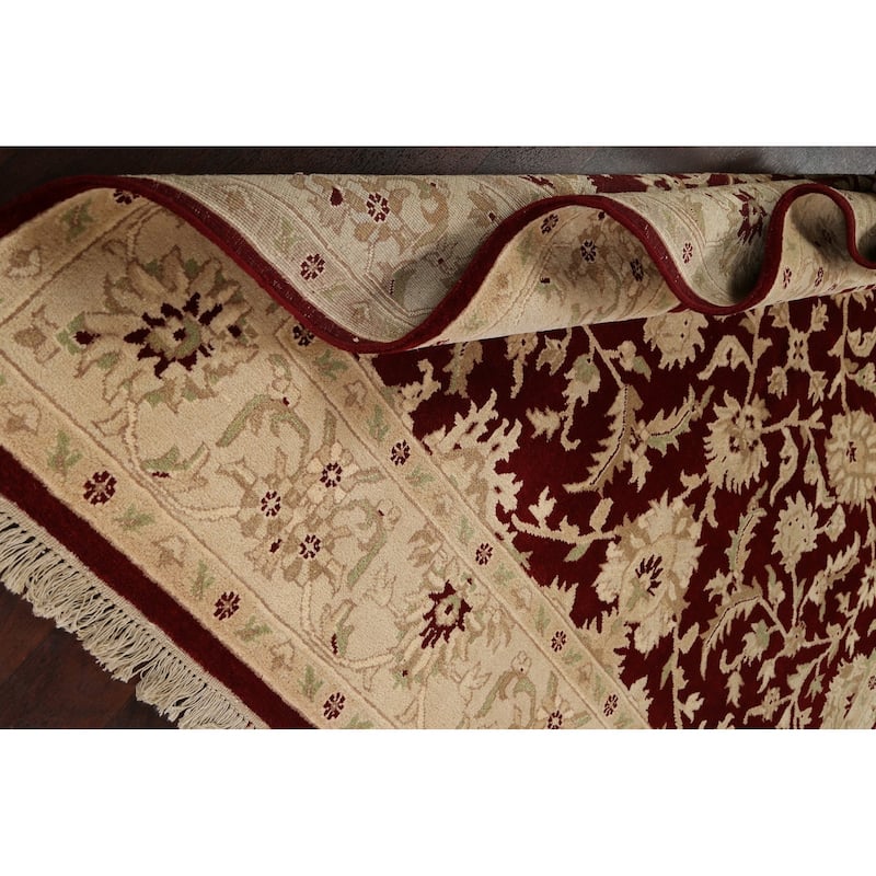 Vegetable Dye Floral Agra Oriental Area Rug Hand-knotted Wool Carpet - 7'1" x 7'1" Square