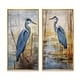 preview thumbnail 10 of 11, Designart "Blue Heron By The Watersite Watercolor I" Animals Framed Wall Art Set Of 2 Canvas Set For Living Room Decor