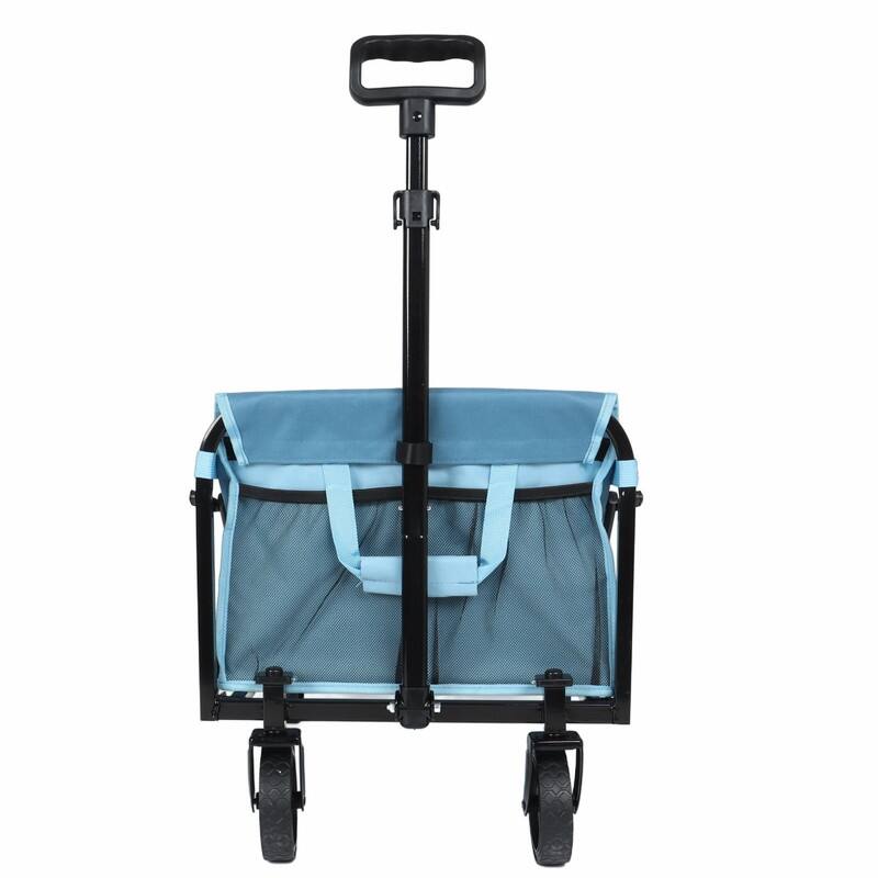 Collapsible Utility Wagon with Wheels, Lightweight Folding Cart with Cup Holders