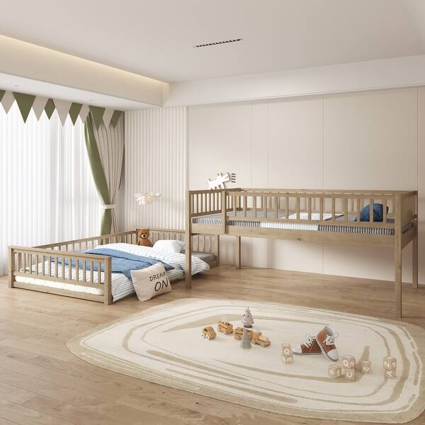 slide 2 of 13, Full XL over Queen Bunk Bed Detachable Platform Bed Daybed, Walnut Walnut - Full