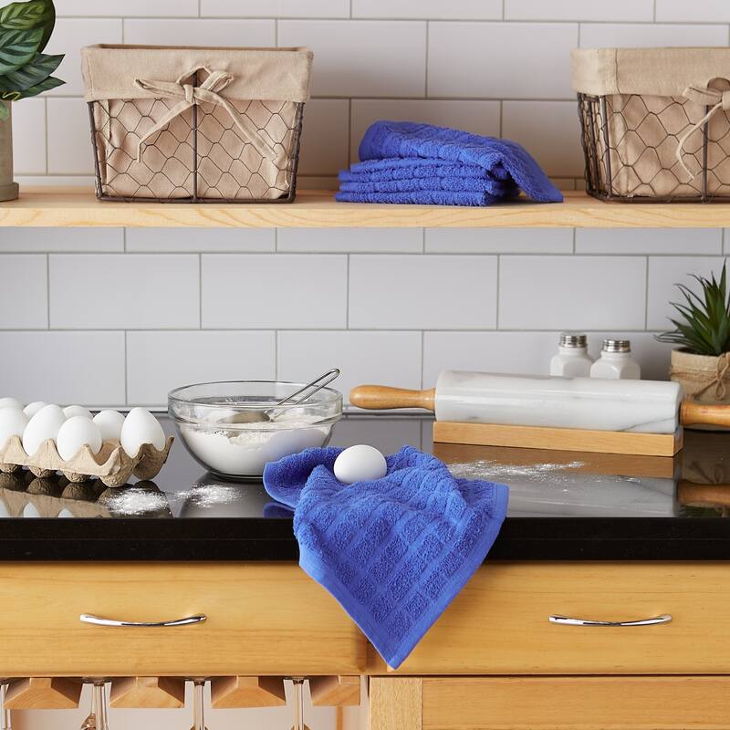 DII Solid Windowpane Terry Dishcloth Set of 6