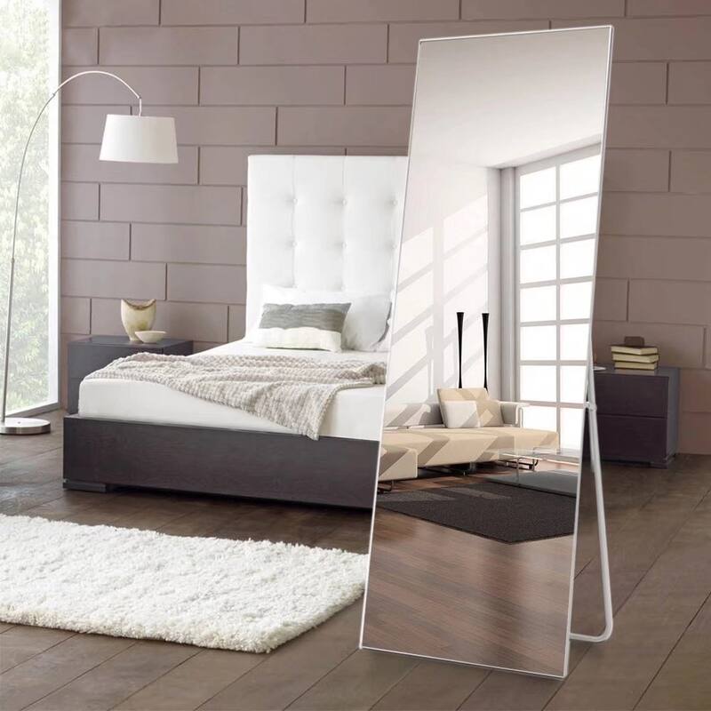 Modern Freestanding Full Length Floor Mirror - 59x20 - Silver