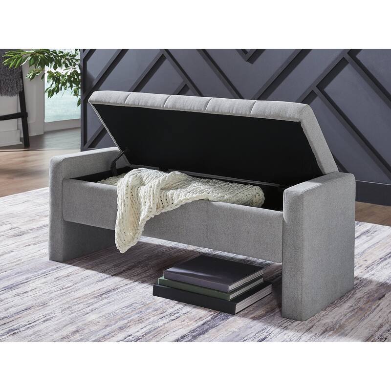 Signature Design by Ashley Akselman Light Gray Storage Bench - 50" W x 18" D x 19" H