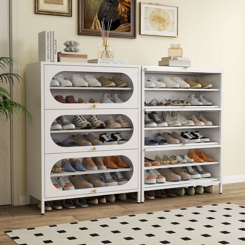 Entryway Shoe Storage Cabinet with 3/4 Flip Doors, Shoe Rack Organizer for Hallway